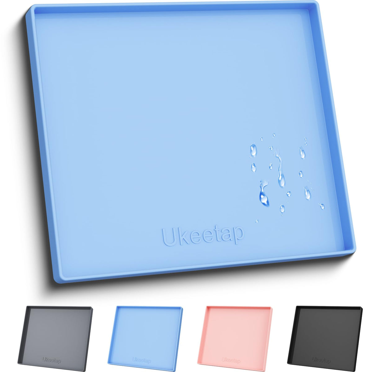 Ukeetap under-sink mat in blue protects floors from spills