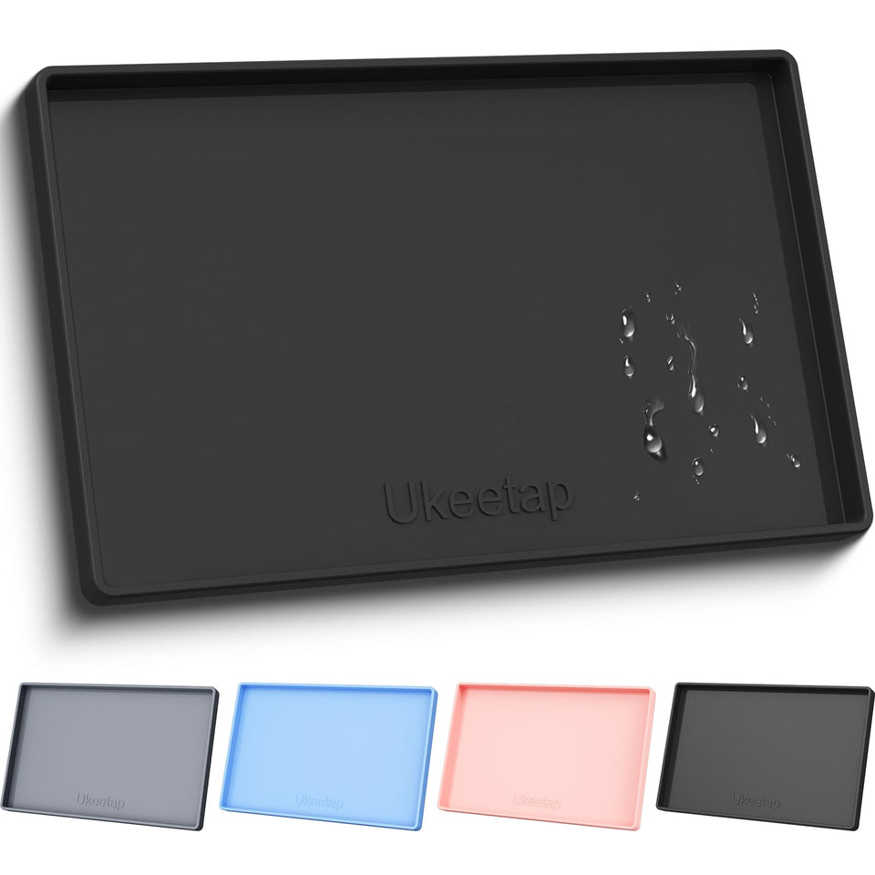 Ukeetap extra thick silicone mat with waterproof raised edge for spill containment
