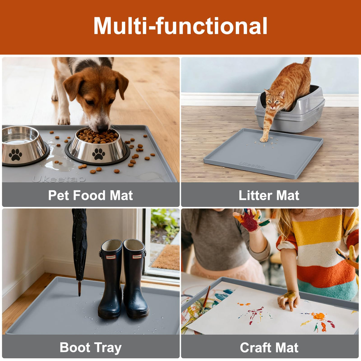 Ukeetap gray silicone mat blends with decor while guarding surfaces