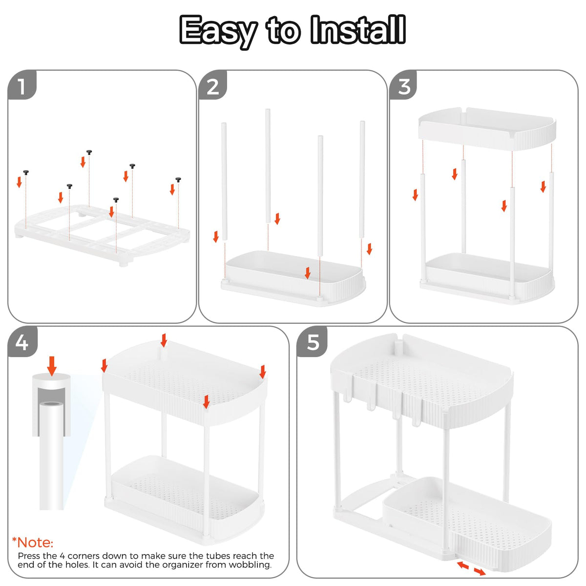 Ukeetap pull-out organizers help keep cabinets neat and accessible.