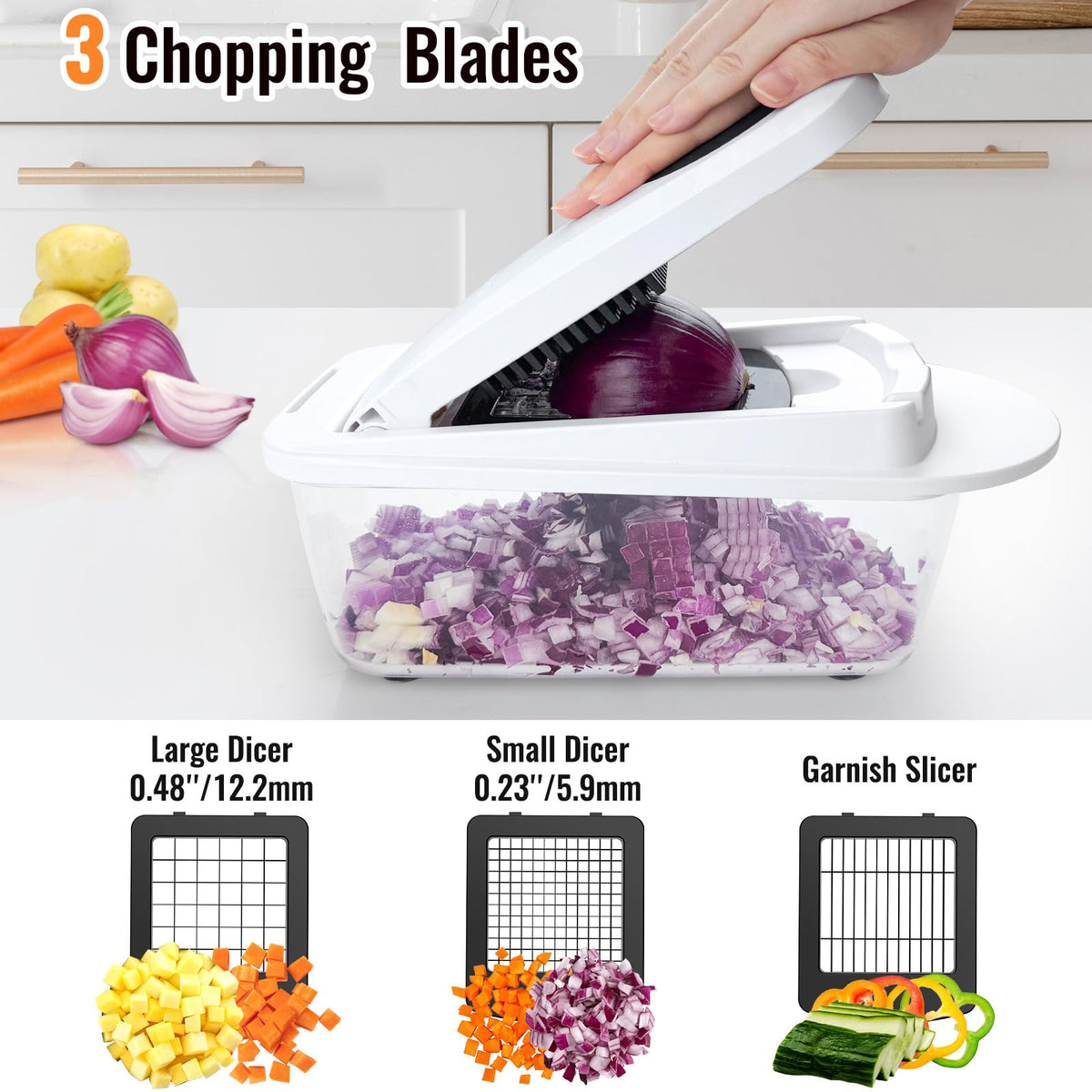 ukeetap non-slip base stabilizes the chopper on the counter