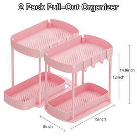 Ukeetap pink under cabinet storage organizers shown in a cabinet
