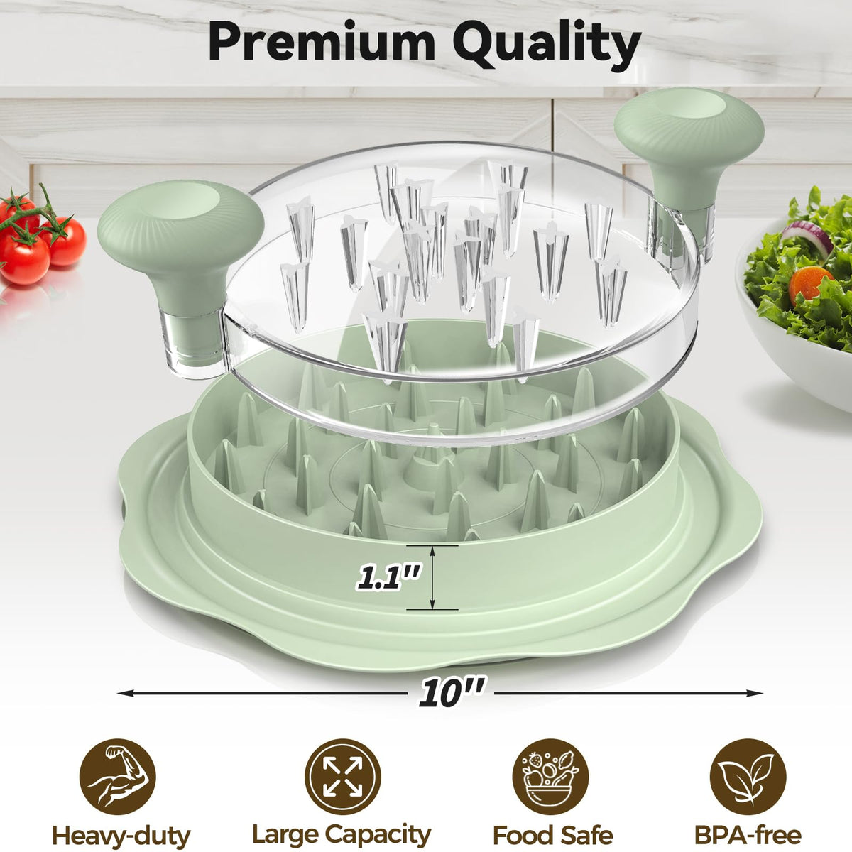 Ukeetap pro chicken shredder side view showing ergonomic design