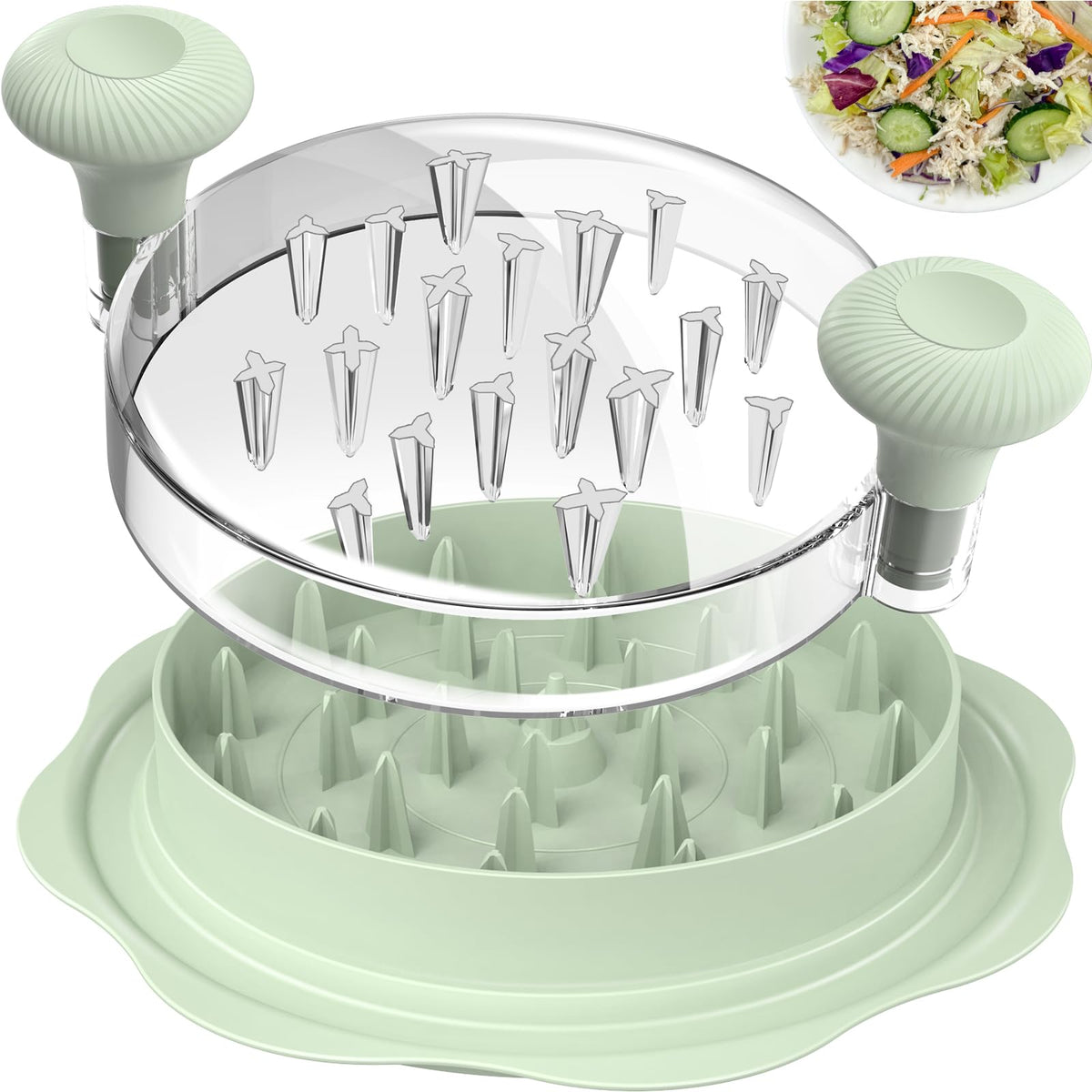 Ukeetap pro chicken shredder top lid with cross-teeth for fast shredding
