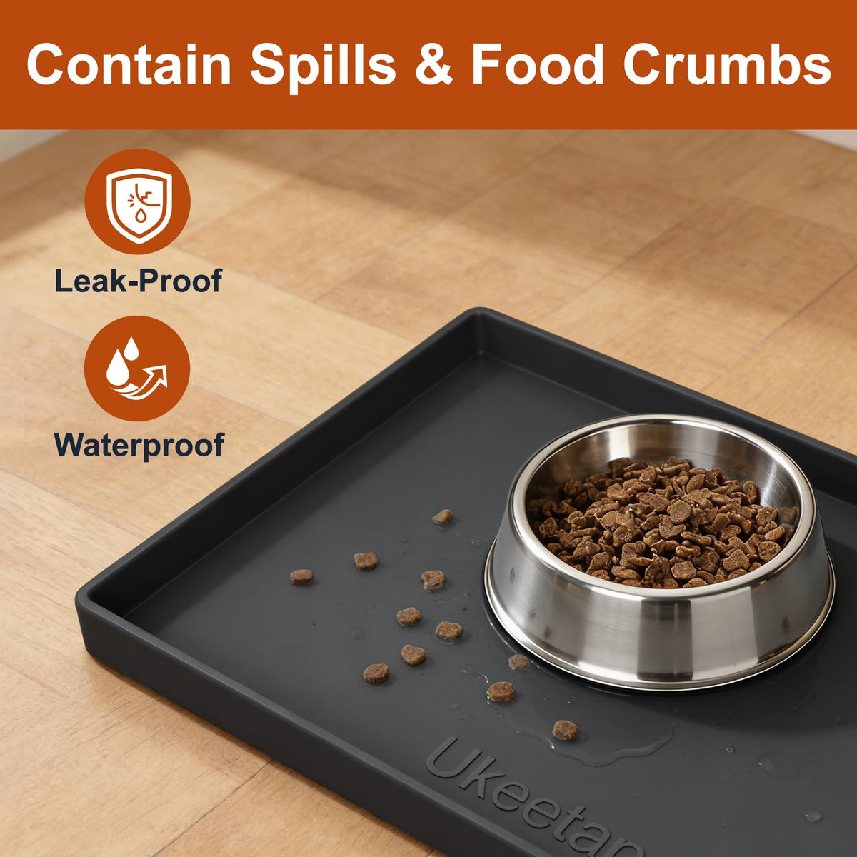 Ukeetap silicone mat anti-slip surface prevents bowls from sliding