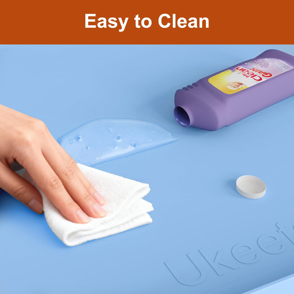 Ukeetap blue mat serves as pet feeding mat