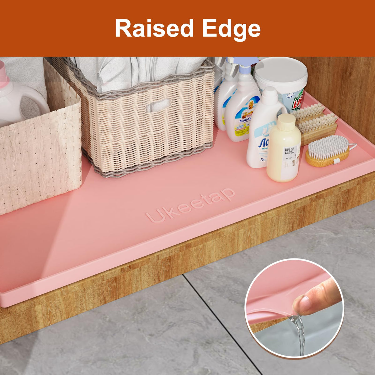 Ukeetap under-sink mat easy to clean with smooth dishwasher-safe surface