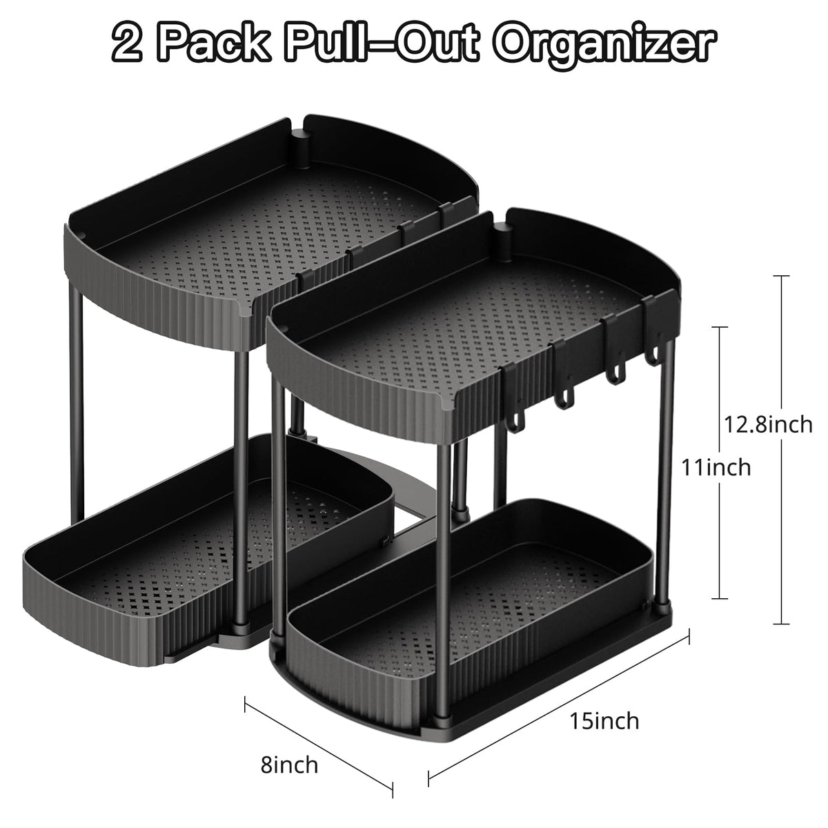 Ukeetap two-pack organizers maximize kitchen cabinet space and reduce clutter.