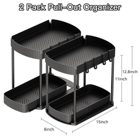 Ukeetap two-pack organizers maximize kitchen cabinet space and reduce clutter.
