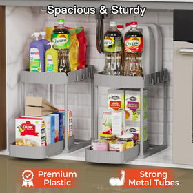 Ukeetap under-cabinet storage maximizes vertical space for pantry or bathroom essentials