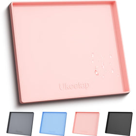 Ukeetap under-sink mat in pink offers raised-edge protection for spills