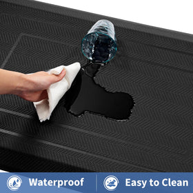UKISS durable kitchen mat pairs with modern black interiors.