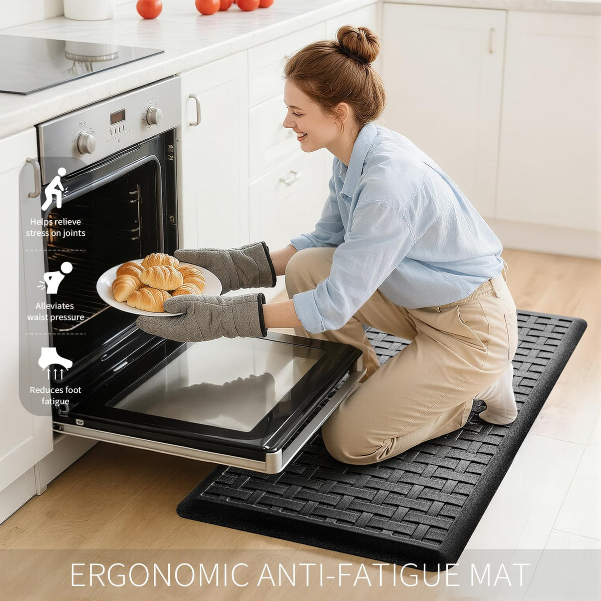 UKISS non-slip bottom stays put on dry, level kitchen floors.