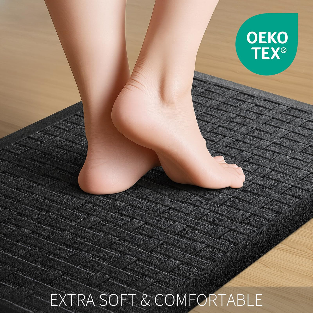UKISS waterproof kitchen mat cleans easily after splashes and spills.