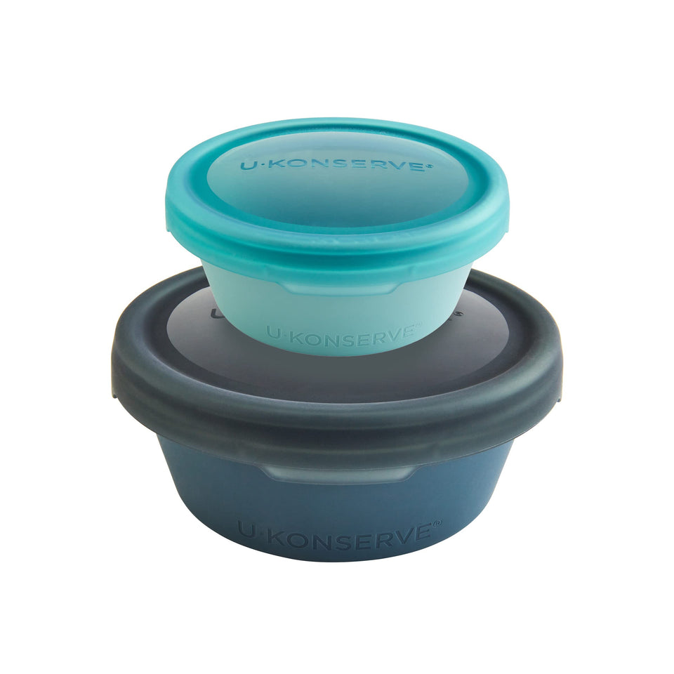U Konserve Platinum silicone nested duo 8oz and 20oz set in Night Sea color for easy meal prep