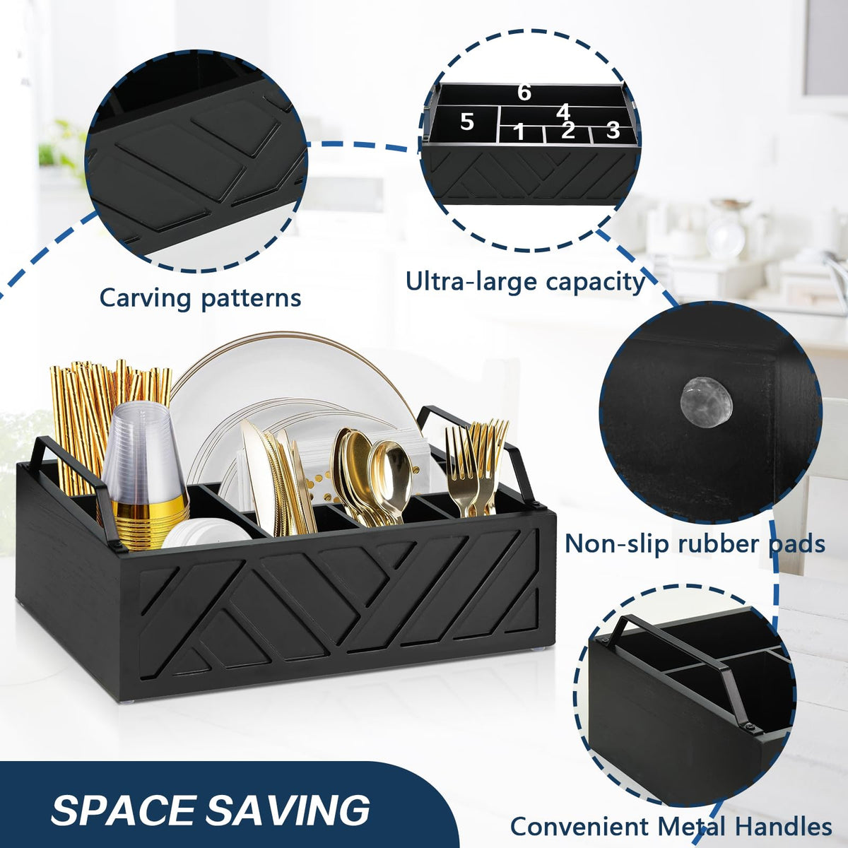 Ukonvi farmhouse decor caddy complements kitchen style while keeping essentials within reach.