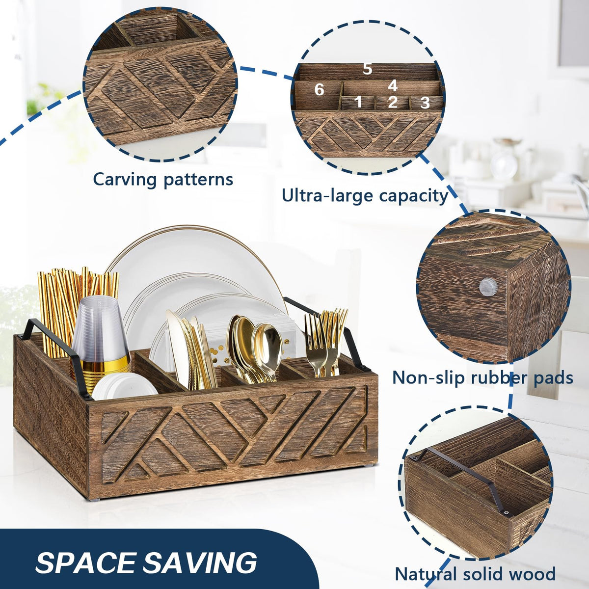 Ukonvi non-slip mats keep the caddy steady on any surface