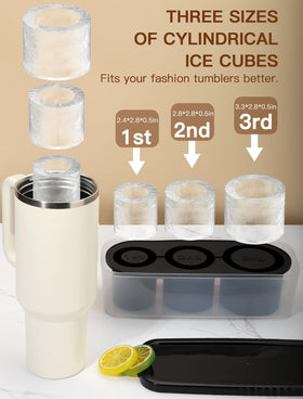 Ukulork tumbler-cup-ice-cubes: compatible with 40Oz tumblers for extended chilling.