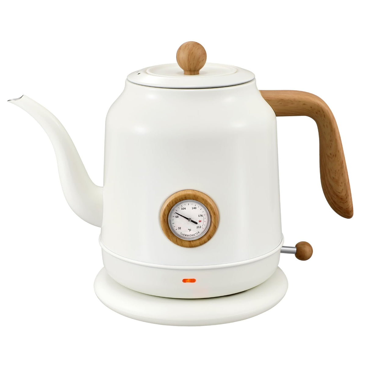 Ulcreigo 1.2L gooseneck kettle on base for precise pour-over control.
