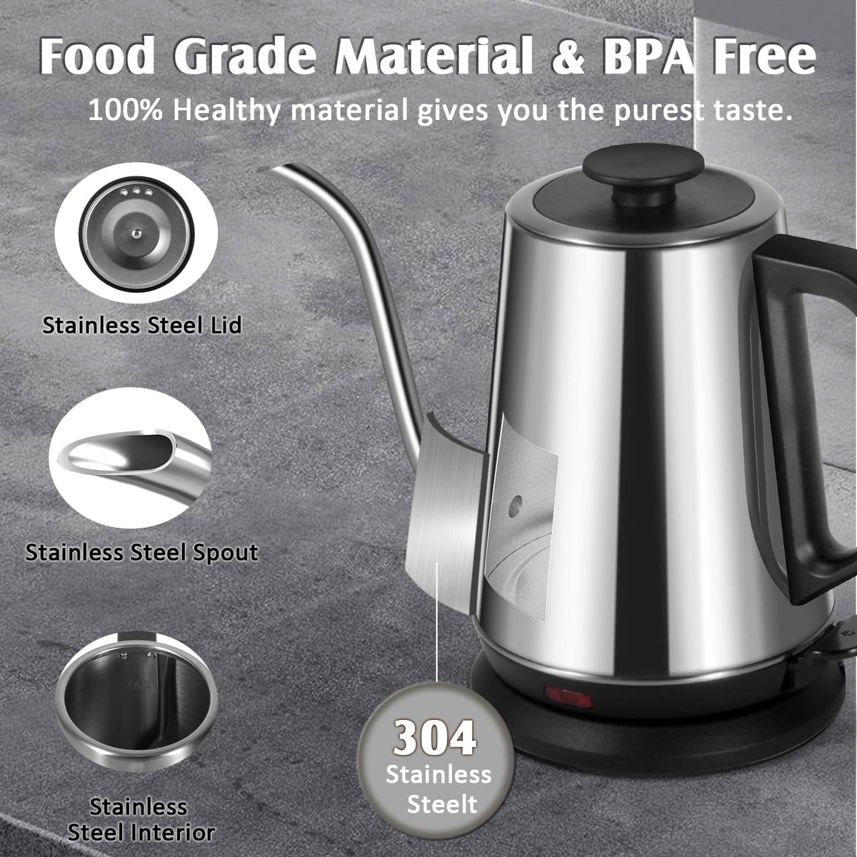 Ulcreigo 1L kettle base with 360° rotation for flexible placement