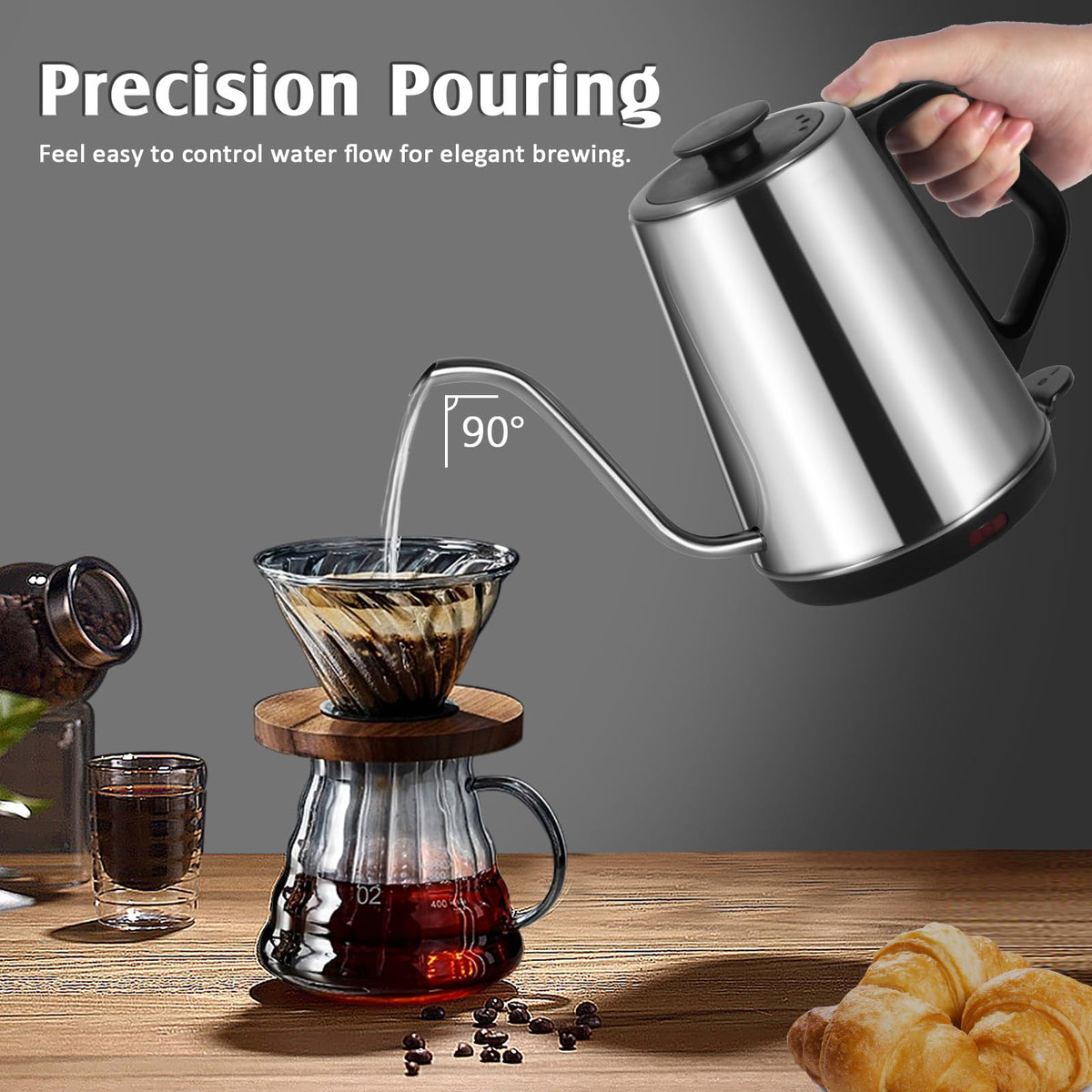 Ulcreigo gooseneck kettle spout precision for controlled pouring