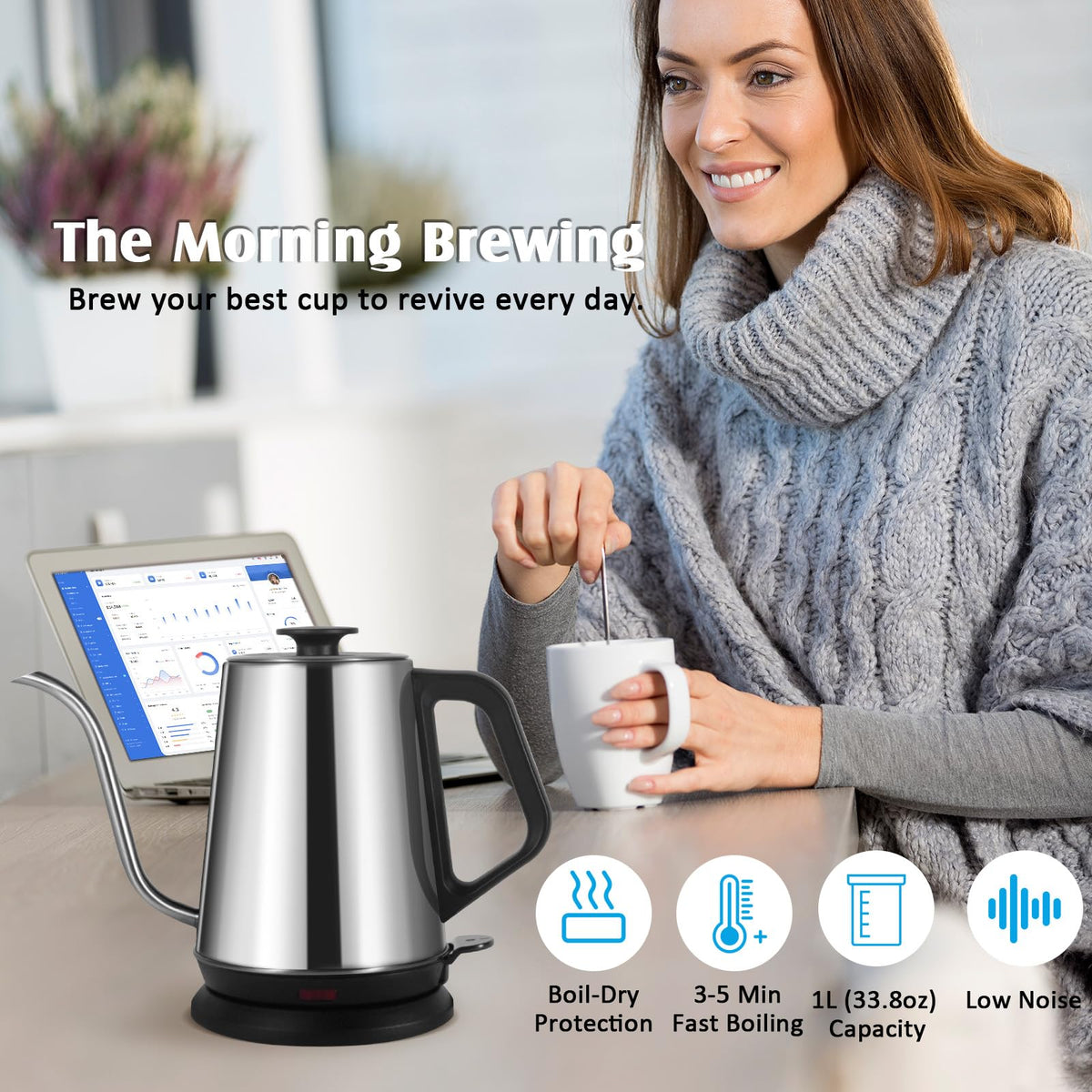 Ulcreigo kettle easy-clean maintenance with vinegar for mineral removal