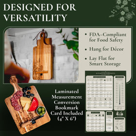 ULLAHOLM wood cookbook stand doubles as serving board for cheese and charcuterie.