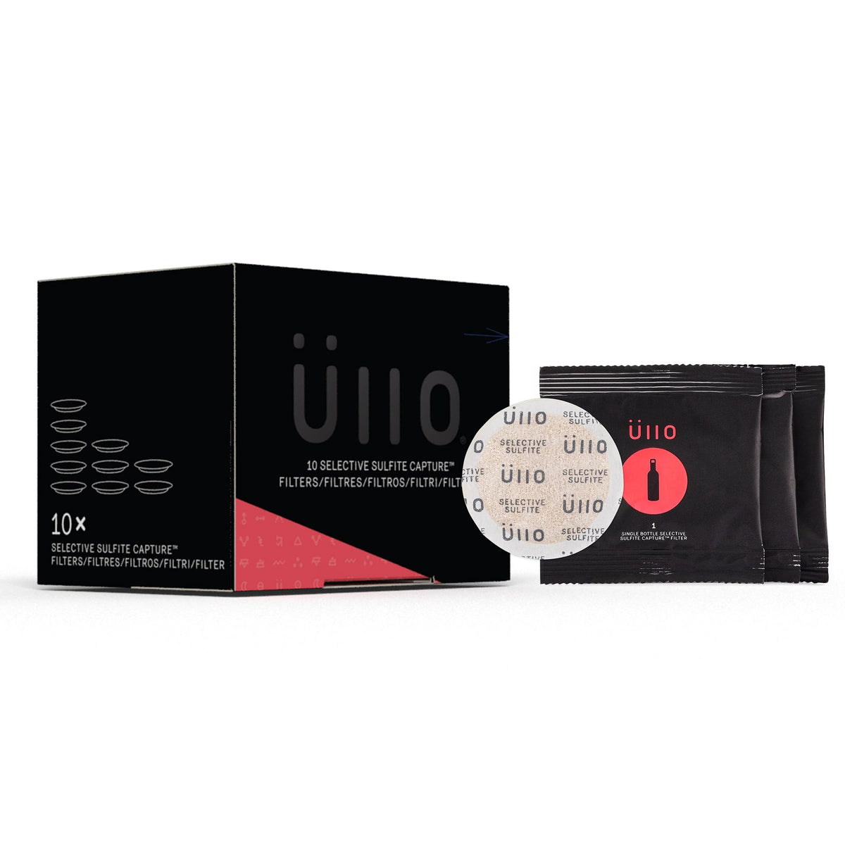 Üllo full bottle filters 10-pack for selective sulfite removal and clearer aromas.