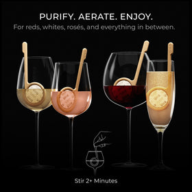 Üllo Uno purifying wand in use purifies wine while preserving aroma and flavor.