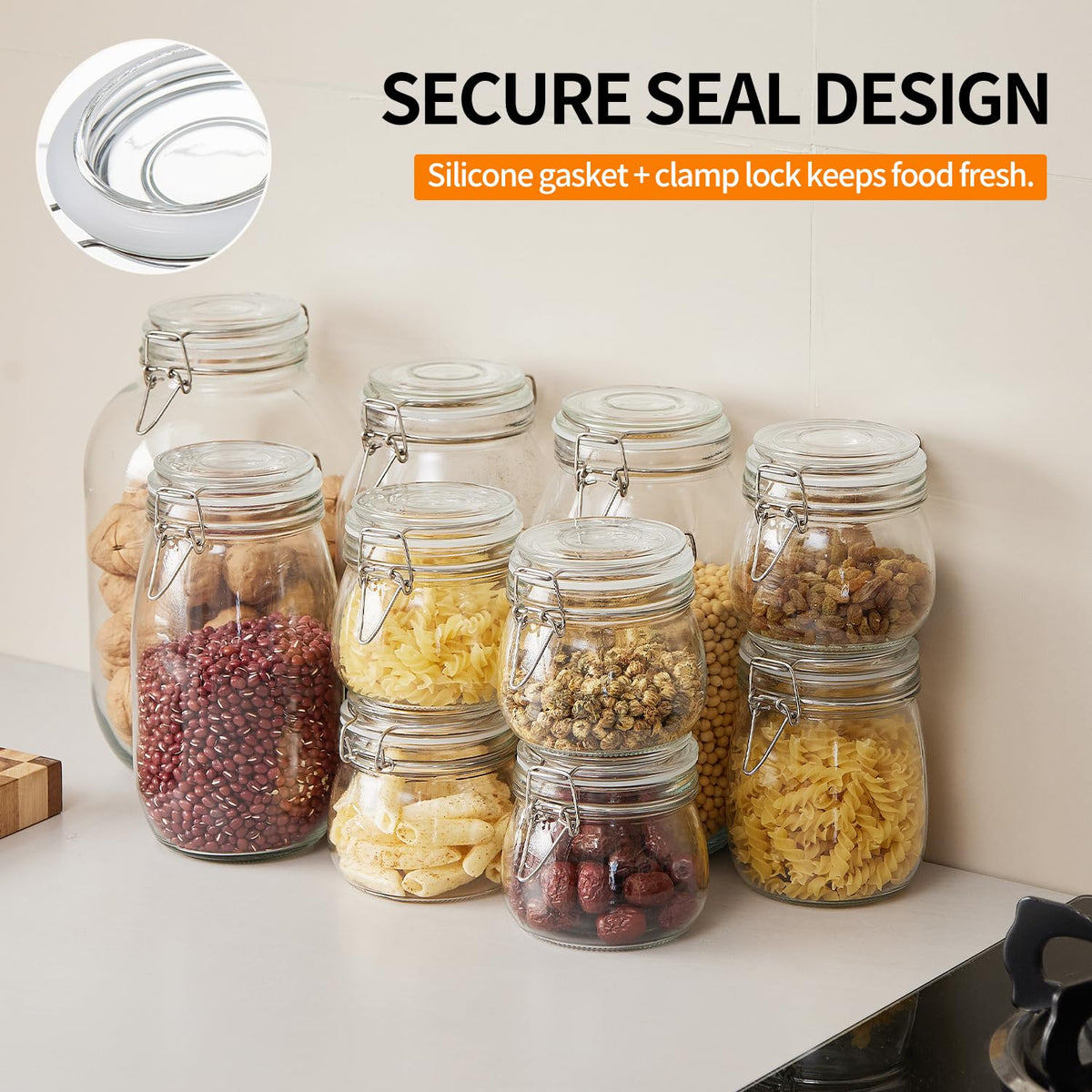 Ulodimi clear glass for flour, sugar, pasta storage