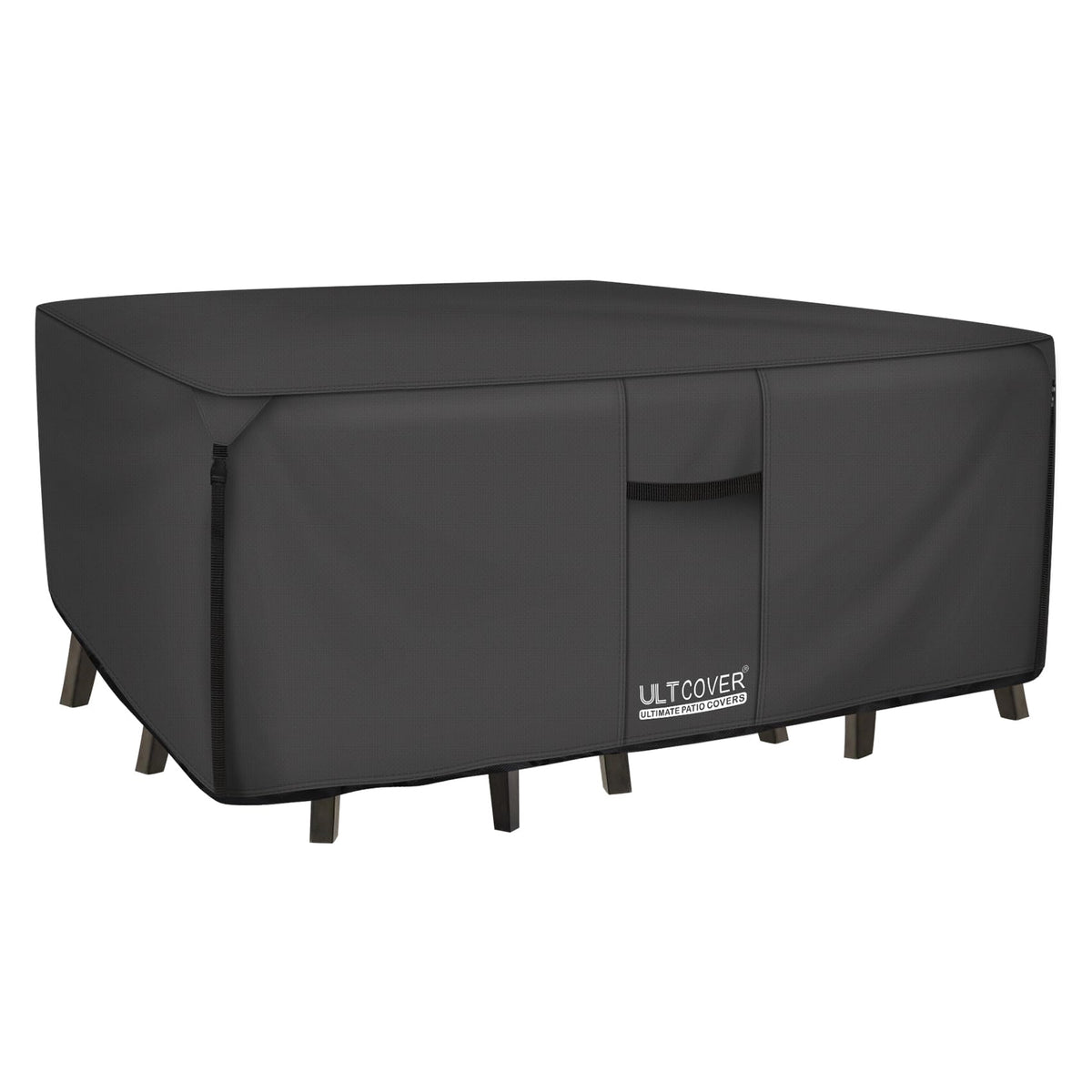 ULTCOVER 600D tough canvas front view protects outdoor table from rain