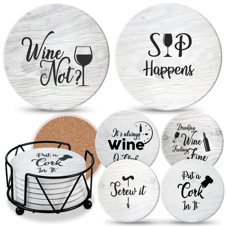 Ultimate Hostess coasters absorbent ceramic set with cork back protects furniture