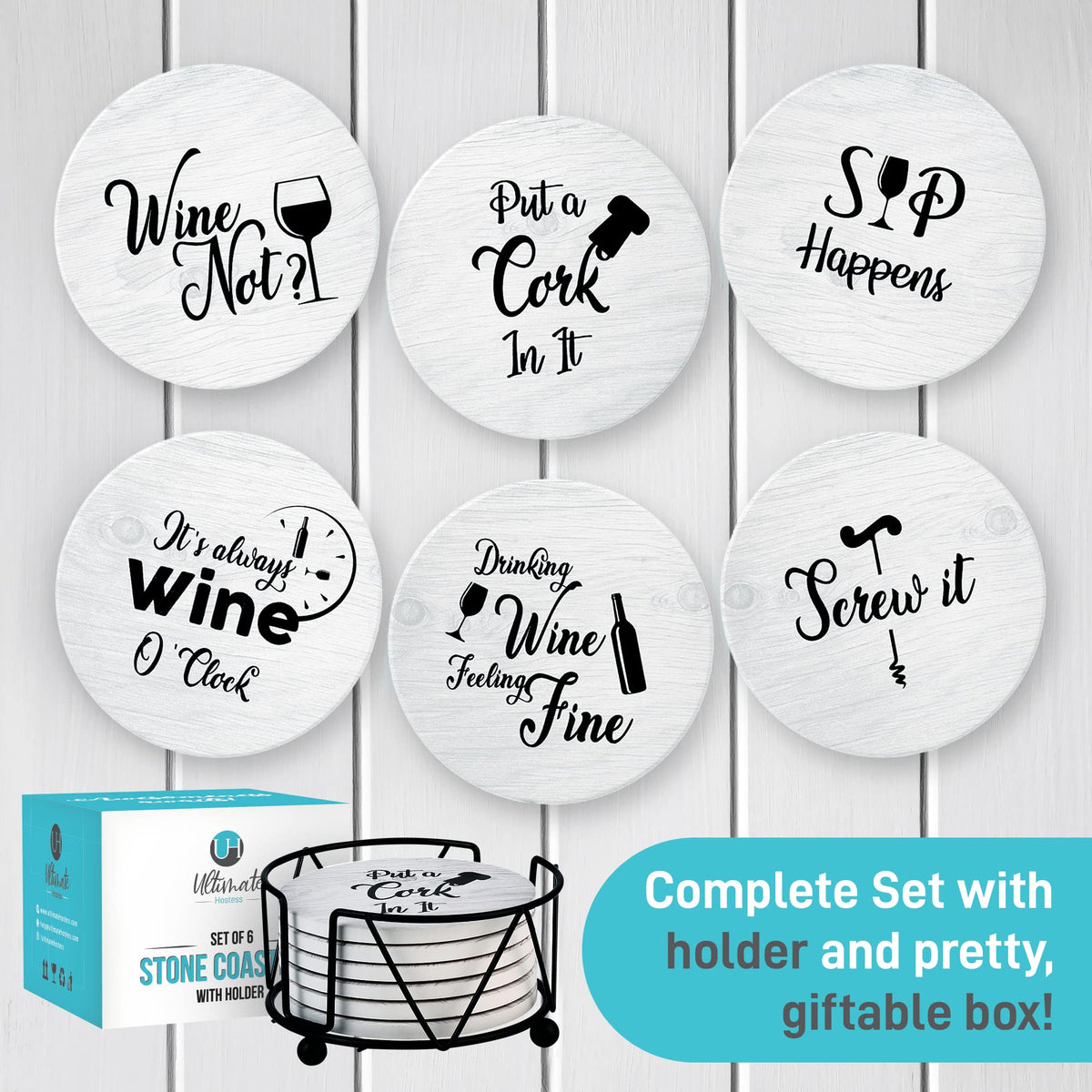 Ultimate Hostess coasters packaging-ready display for gifting