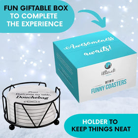 Ultimate Hostess coasters protect tables while adding personality.