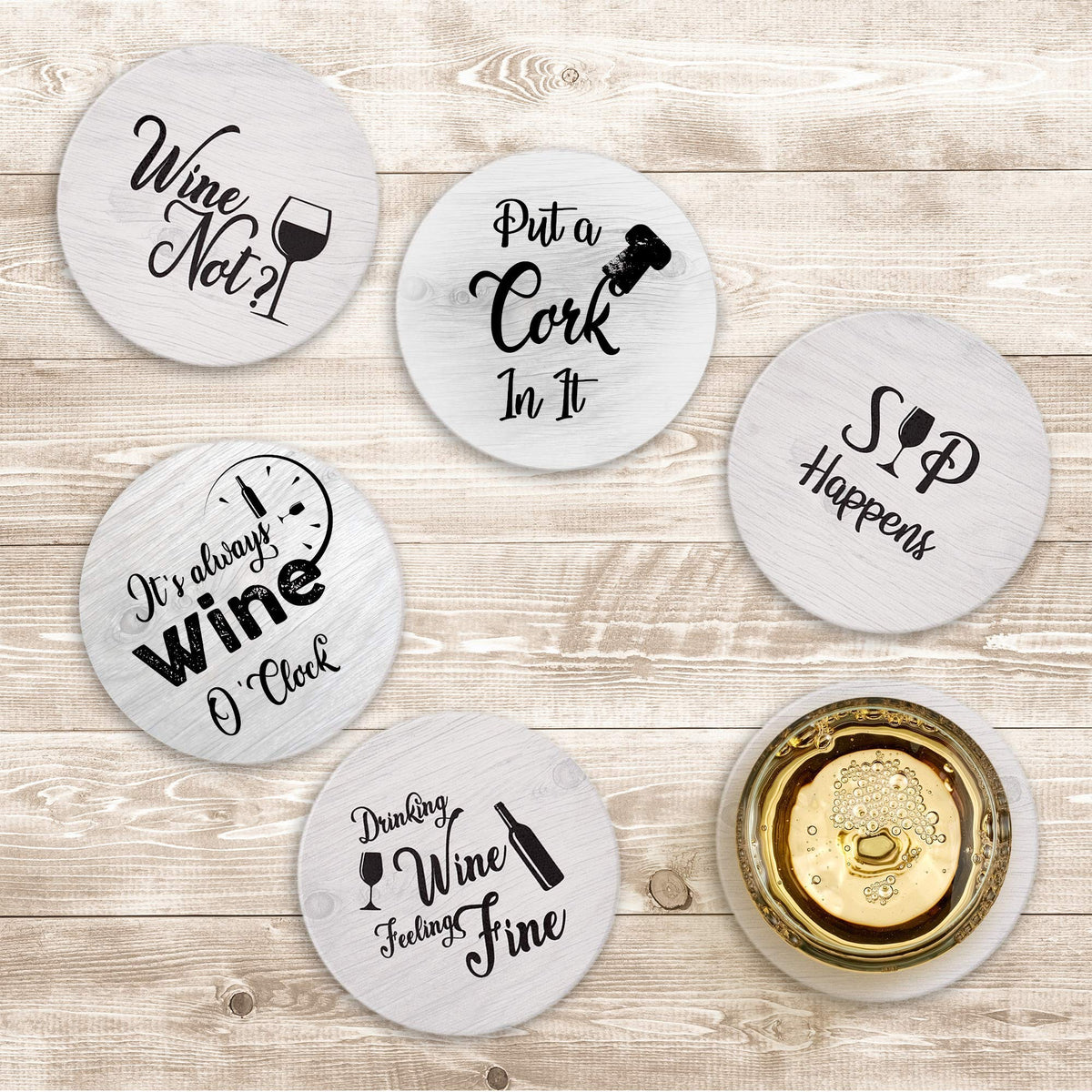 Ultimate Hostess coasters six styles with witty sayings for entertaining
