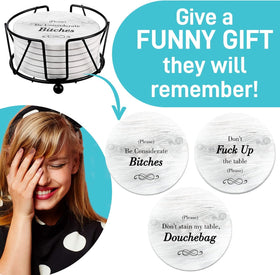 Ultimate Hostess triple sayings coasters offer varied vibes for guests.