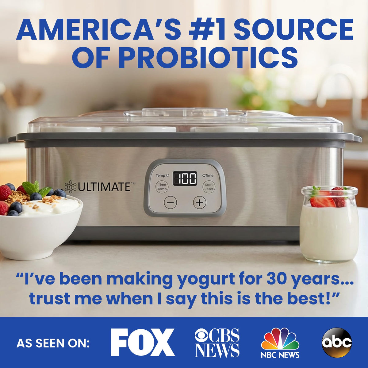 Ultimate Probiotic Yogurt Maker control dial close-up for precise temperature and timing.