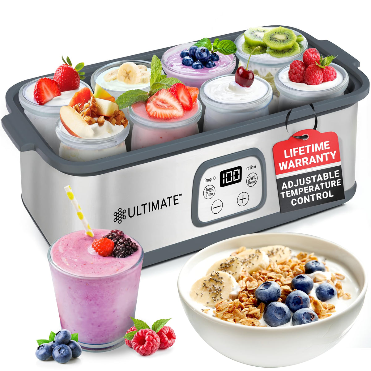 Ultimate Probiotic Yogurt Maker start batch visual for fresh home culture.