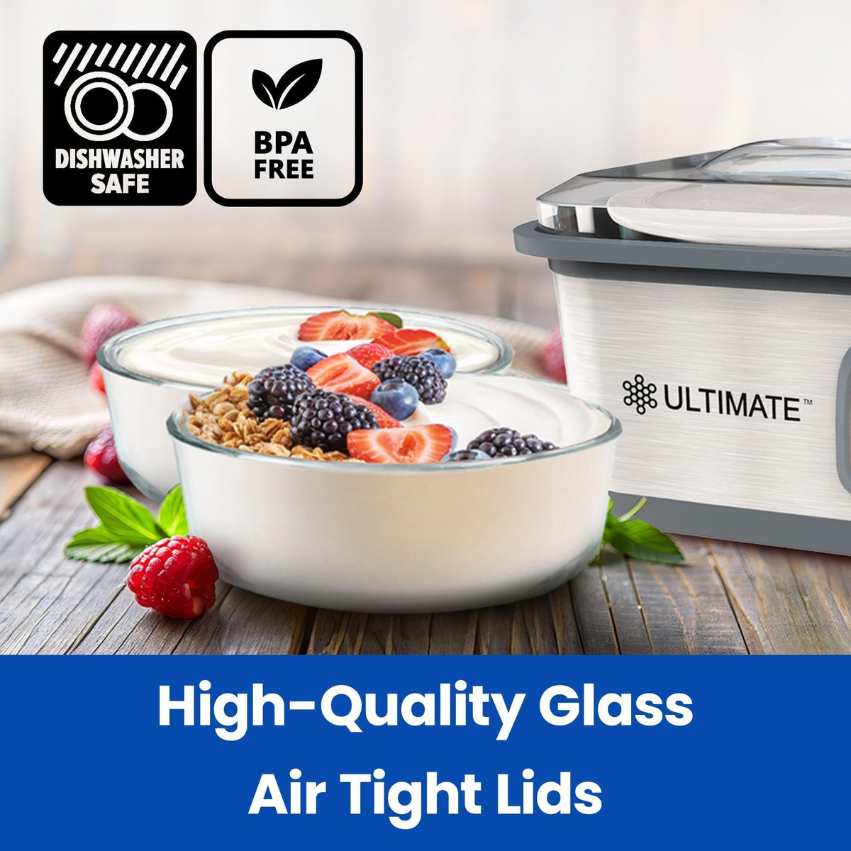 Ultimate Yogurt Containers airtight seal preserves flavors and freshness for days.