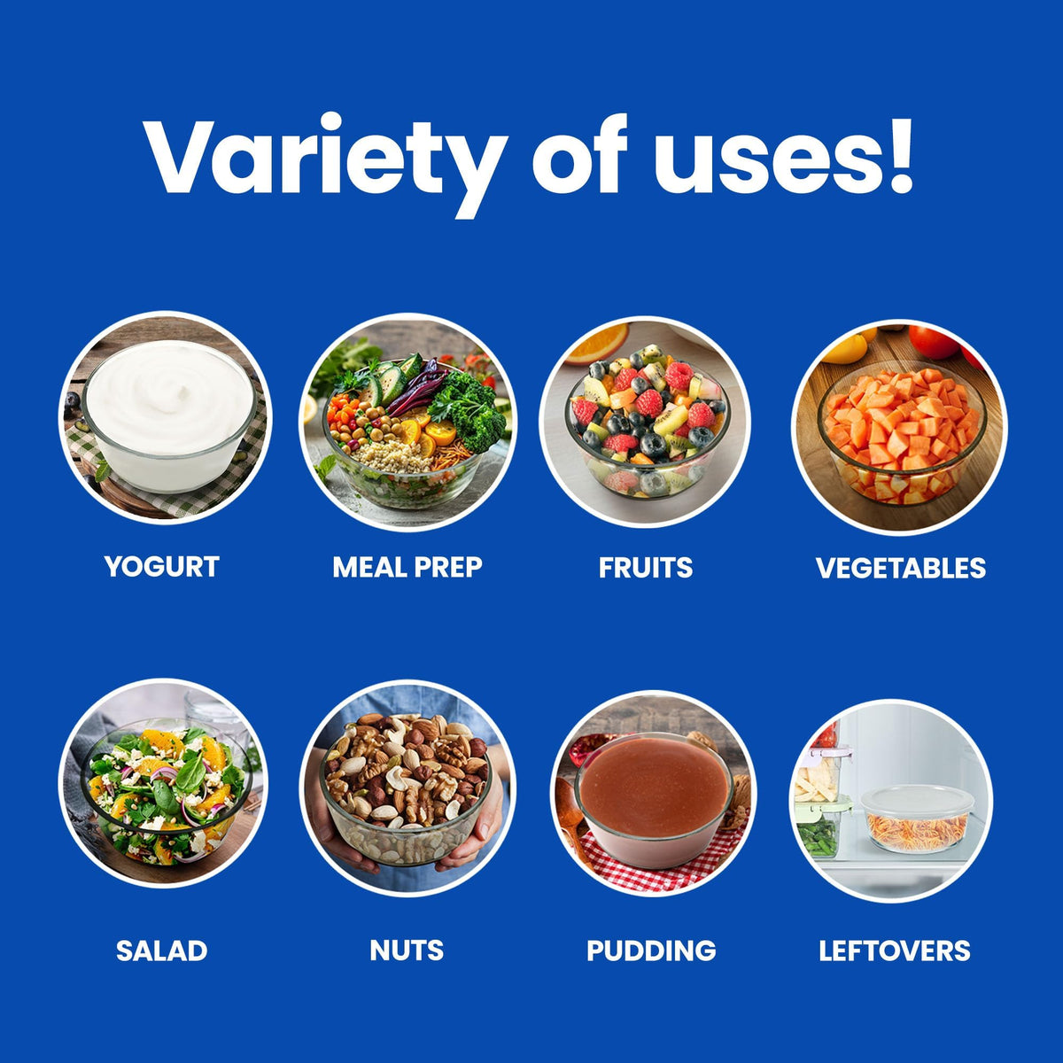 Ultimate Yogurt Containers home-use set with durable glass and secure lids.