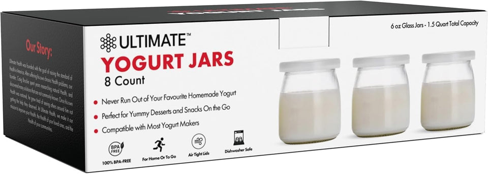 Ultimate Yogurt Jars 6oz stackable glass with lids for compact storage