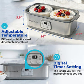 Ultimate Probiotic Yogurt Maker supports up to 48-hour runs for richer cultures.