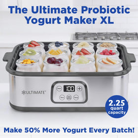 Ultimate Yogurt Maker XL adjustable temperature control for precise fermentation.