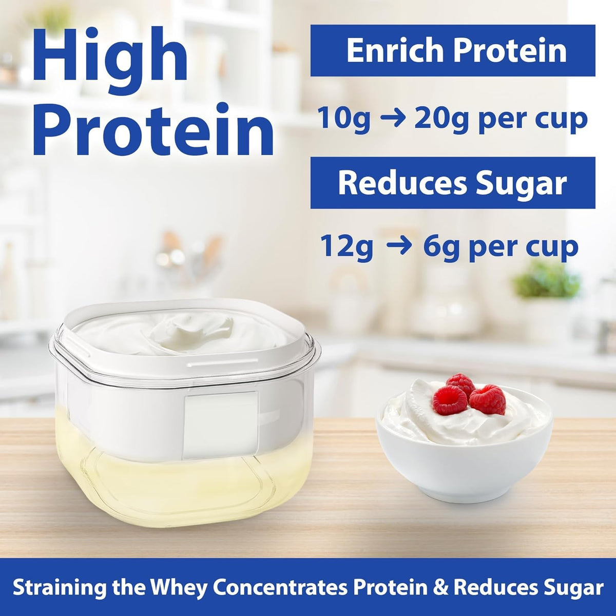Ultimate Yogurt Strainer offers a 2-3 quart capacity for large batches.