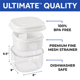 Ultimate Yogurt Strainer nylon mesh is dishwasher-safe for easy cleaning.