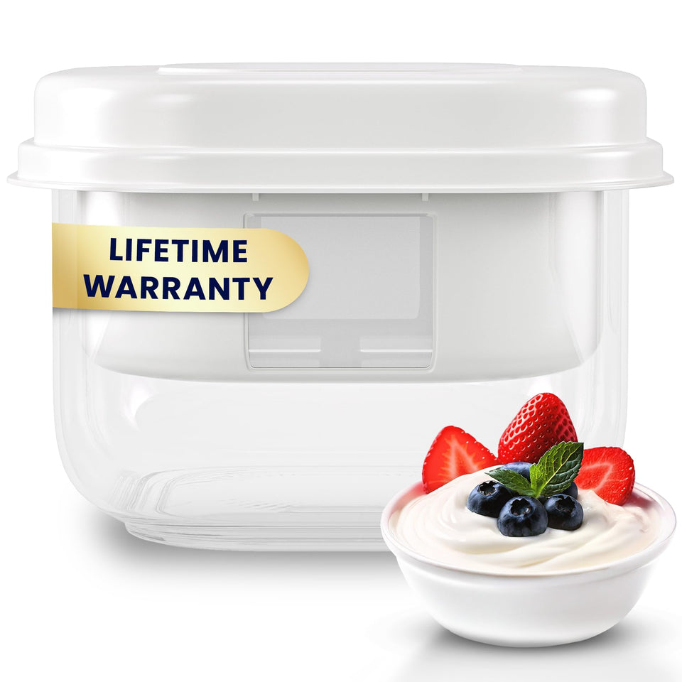 Ultimate Yogurt Strainer pours yogurt to create thicker, creamier Greek yogurt.