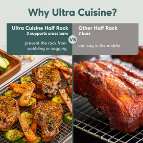 Ultra Cuisine oven-safe rack withstands up to 575 degrees Fahrenheit