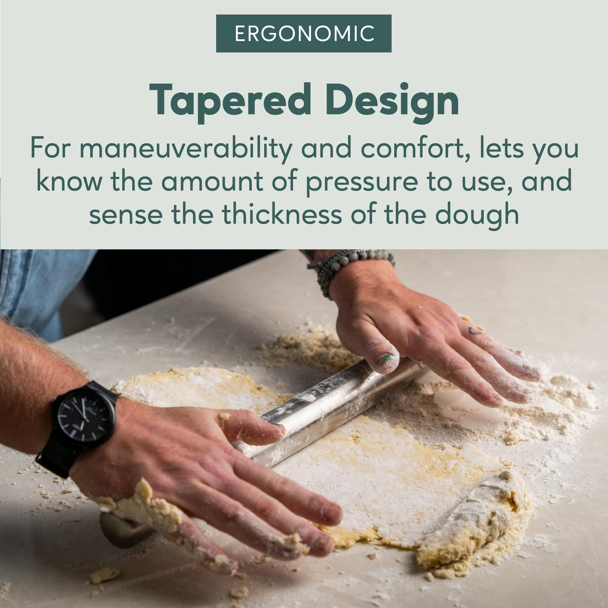 Ultra Cuisine Colorado-designed rolling pin comes with a recipe ebook for inspiration.
