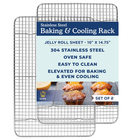 Ultra Cuisine cooling rack set, 2-pack, stainless steel, optimized airflow