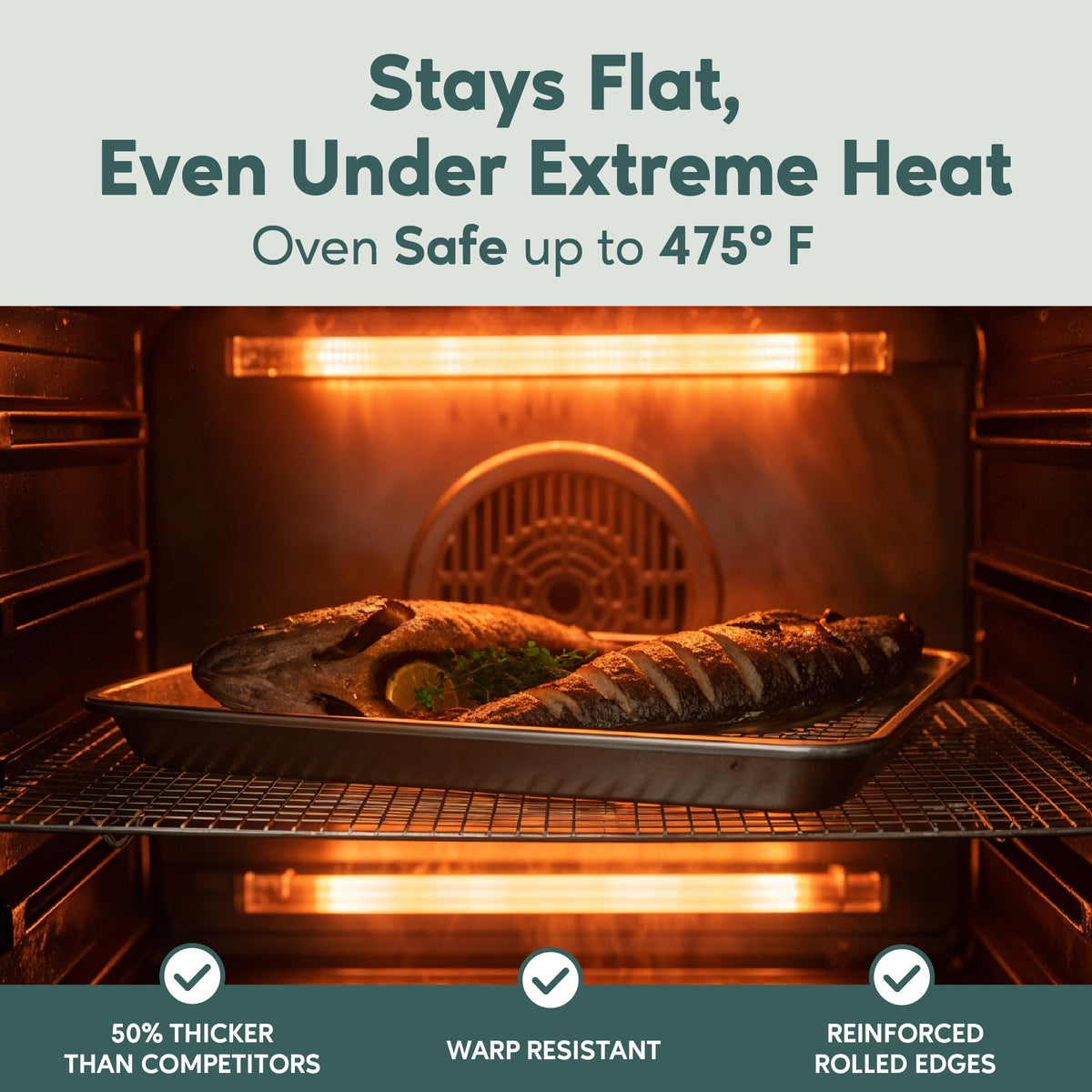 Ultra Cuisine compact rack fits quarter sheet pan for efficient airflow